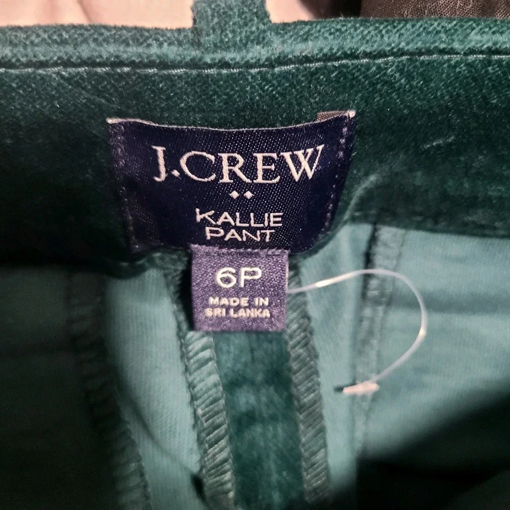 J.Crew Pants Womens 6P Green Velvet Kallie Flat Front Dress Party Fall Pockets